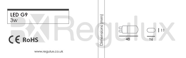 G9. 3w LED G9 Lamp Dimensions