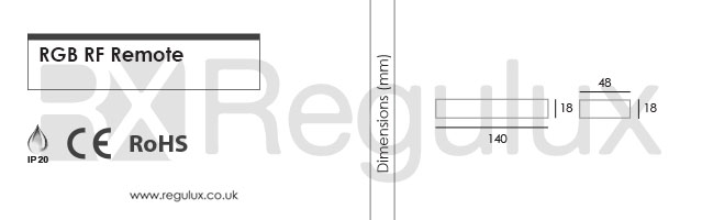 RX-RGB-R/C. RGB RF Remote Dimensions