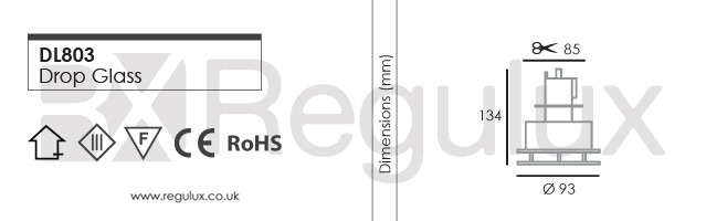 DL803 - Drop Glass Downlight Dimensions