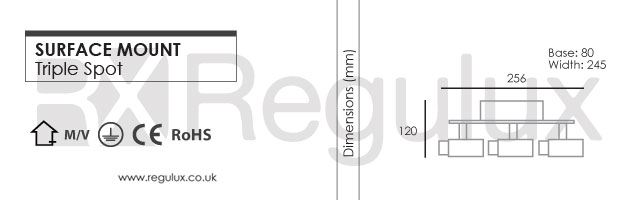 Stingray3 – Diecast Triple Spotlight with Glass Shade
